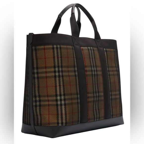 NWT Burberry Mesh Overlay Vintage Check Tote - Picture 4 of 5